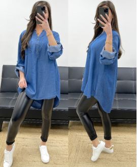 TENCEL OVERSIZED BLOUSE PE0841 DARK BLUE