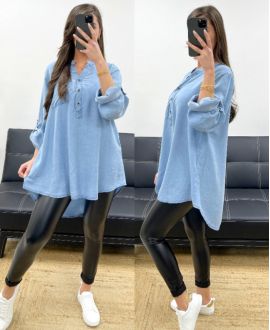 OVERSIZE-BLUSE TENCEL PE0841 HELLBLAU