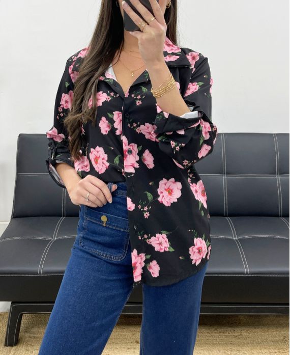 CAMICIA STAMPATA SS20 NERA