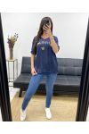 T-SHIRT IN RASO DI COTONE BOHÉMIEN PE0764 NAVY