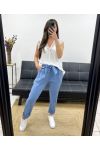 PANTALÓN CON CINTURÓN FRUNCIDO PE0291 JEANS AZULES