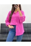 CAMISA DE GASA DE ALGODÓN CON BOLSILLO PE0193 FUSHIA