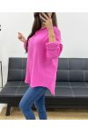 CAMISA DE GASA DE ALGODÓN CON BOLSILLO PE0193 FUSHIA
