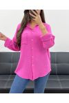 CAMISA DE GASA DE ALGODÓN CON BOLSILLO PE0193 FUSHIA