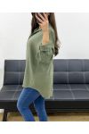 CAMISA DE GASA DE ALGODÓN CON BOLSILLO PE0193 CAQUI