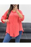 CAMICIA OVERSIZE IN GARZA DI COTONE PE0407 CORALLO