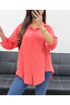 OVERSIZE-HEMD AUS BAUMWOLLGAZE PE0407 CORAL