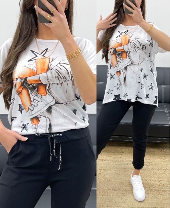 LOCKER BEDRUCKTES T-SHIRT SS0209 STERNE