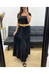 LONG SKIRT + BELT PE0283 BLACK