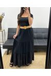 LONG SKIRT + BELT PE0283 BLACK