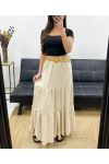 FALDA LARGA + CINTURÓN PE0283 BEIGE