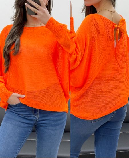PULLOVER RÜCKEN SCHLEIFEN BAND PE0122 FLUORESZIERENDES ORANGE