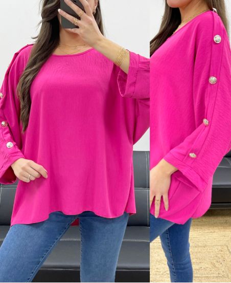 TOP OVERSIZE CON BOTTONI PE0251 FUCSIA