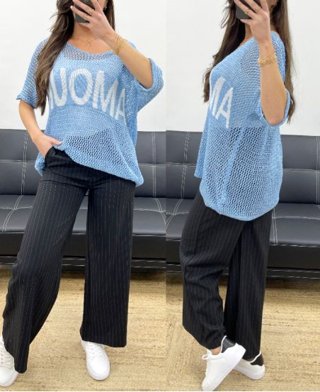LOVE KNITTED SWEATER LUREX PE0166 SKY BLUE