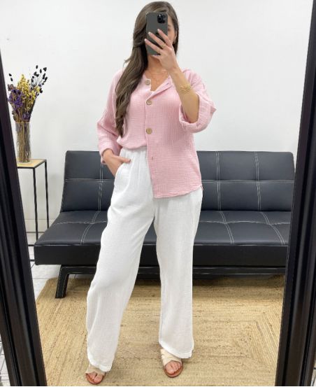 PE0431 PANTALONE 2 TASCHE BIANCO