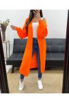LANGE STRICKWESTE MIT 2 TASCHEN PE0032 ORANGE