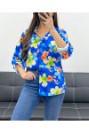 CAMICIA CON TASCHINO STAMPATO PE468 BLU ROYAL