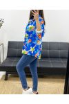 CAMICIA CON TASCHINO STAMPATO PE468 BLU ROYAL