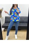 CAMICIA CON TASCHINO STAMPATO PE468 BLU ROYAL