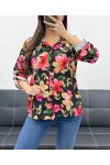 PE468 OVERHEMD MET ZAKPRINT ZWART