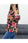 PE468 OVERHEMD MET ZAKPRINT ZWART