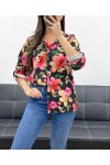 PE468 CAMICIA CON TASCA STAMPATA NERA