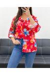 CAMISA CON BOLSILLO ESTAMPADO PE468 ROJO