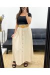 LANGER ROCK MIT KNÖPFEN + GÜRTEL PE0227 BEIGE