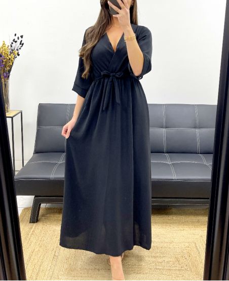 LANGES KLEID PE0859 SCHWARZ