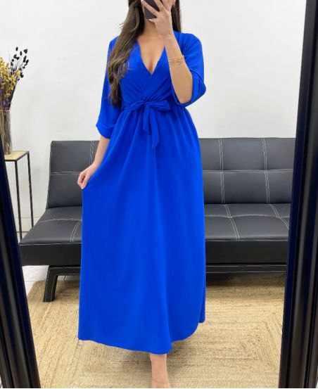 PE0859 KRÓLEWSKA NIEBIESKA SUKIENKA MAXI