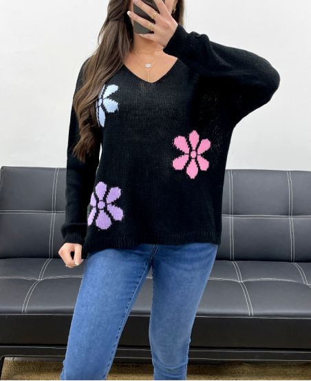 FLOWERS PE0049 PULLOVER BLACK