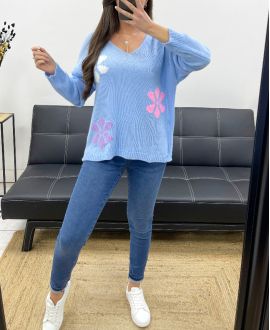 KWIATY PE0049 SWETER SKY BLUE