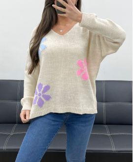 PULLOVER FIORI PE0049 BEIGE