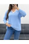 JERSEY CUELLO DE ENCAJE PE0045 CIRL AZUL