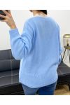 MAGLIA CON COLLETTO IN PIZZO PE0045 CIRL BLU