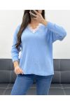 JERSEY CUELLO DE ENCAJE PE0045 CIRL AZUL