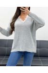 JERSEY CUELLO DE ENCAJE PE0045 GRIS