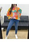 SWETER DRUKOWANY PE0022 WIELOKOLOROWY
