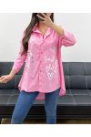 CAMICIA TAGLIE FORTI FLOCCAGGIO SCRITTE PE0129 ROSA