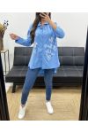 CAMICIA TAGLIE FORTI FLOCCATURA SCRITTA PE0129 AZZURRO CIELO