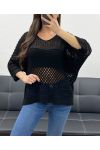 PE1018 TOP NERO IN MAGLIA TRAFORATA