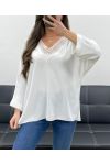 TOP OVERSIZE LENTEJUELAS CON ESCOTE EN V PE0158 BLANCO