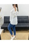 TOP OVERSIZE LENTEJUELAS CON ESCOTE EN V PE0158 BLANCO