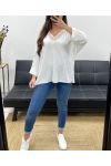 TOP OVERSIZE LENTEJUELAS CON ESCOTE EN V PE0158 BLANCO