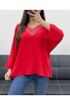 OVERSIZE-OBERTEIL PAILLETTEN MIT V-AUSSCHNITT PE0158 ROT