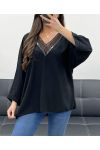 TOP OVERSIZE LENTEJUELAS CON ESCOTE EN V PE0158 NEGRO