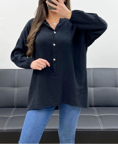PLUS SIZE TUNIKA BAUMWOLLE PE0103 SCHWARZ