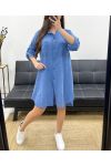 ABITO CHEMISIER OVERSIZE IN GARZA DI COTONE PE0353 BLUE JEANS
