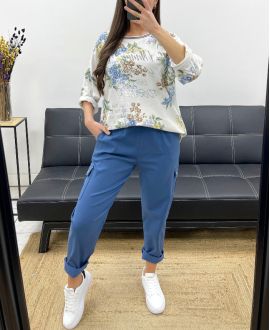 PE0826 BAWEŁNIANA BLUZA W KWIATY