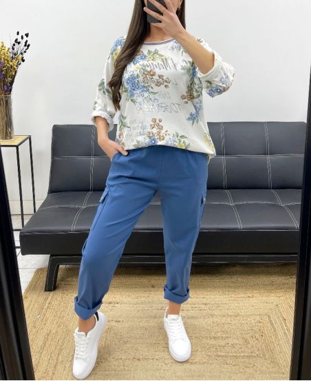 PE0826 FLOWERS COTTON SWEATSHIRT